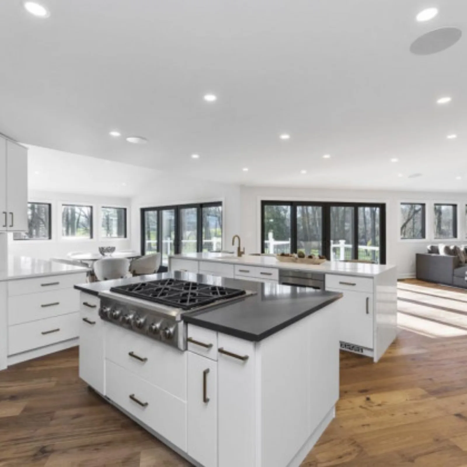 Kitchen island with a built in cooktop, professionally photographed