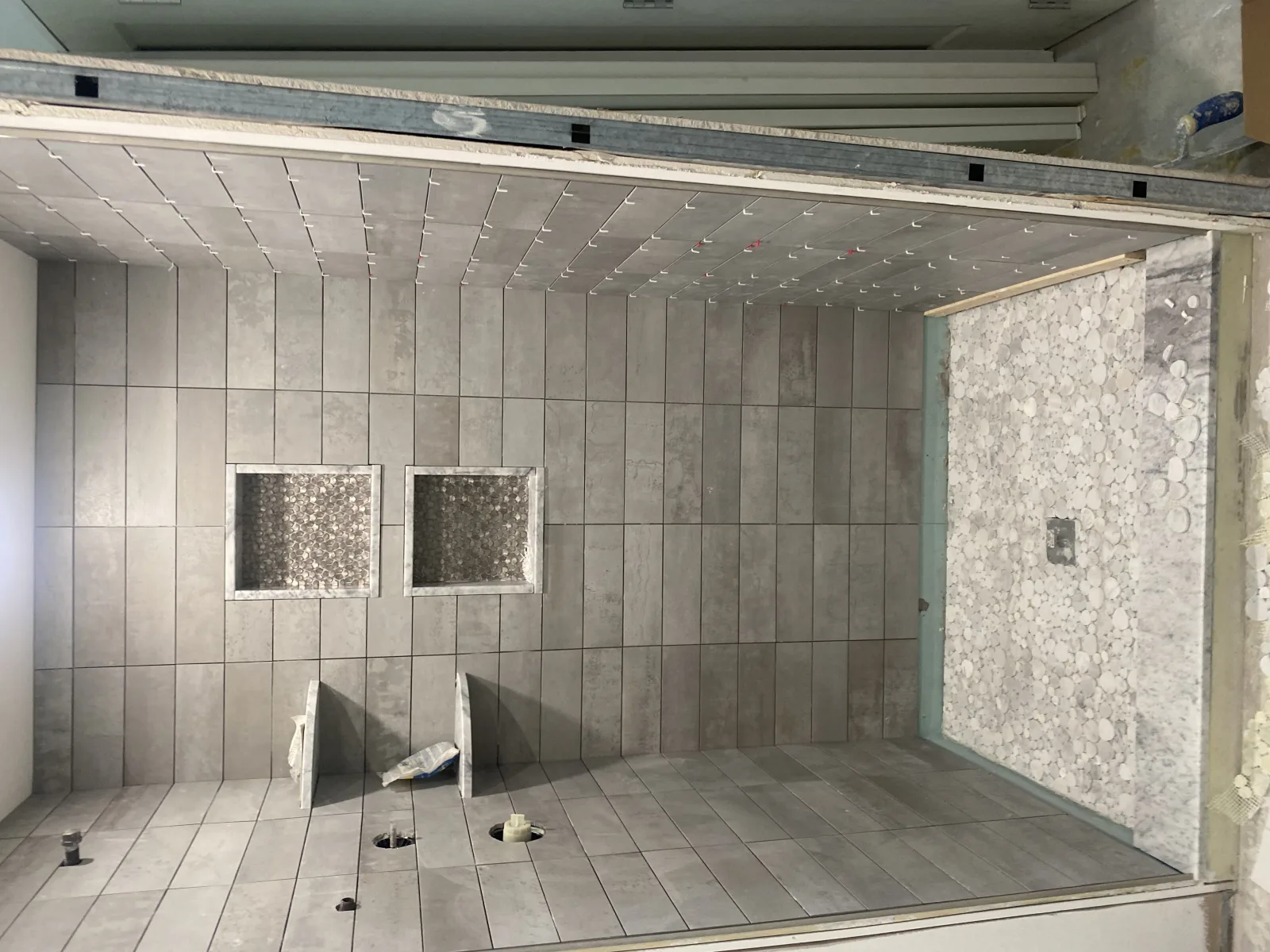 Custom shower tile work in progress